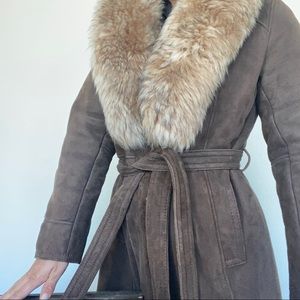 vintage Tescan sheepskin fur long Penny Lane coat/ jacket